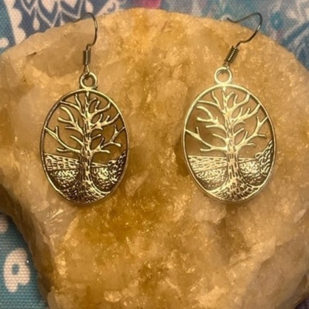 New -Tree of Life Sterling Silver Dangle Earrings Nature Inspired Boho Jewelry - Picture 2 of 10